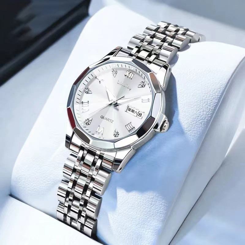 Women's Luminous Watch – Dual Calendar Display