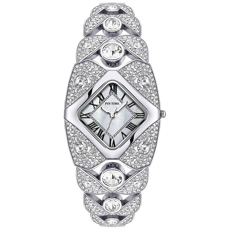 Montre Bracelet Femme – Diamants & Mouvement Quartz | Or, Argent