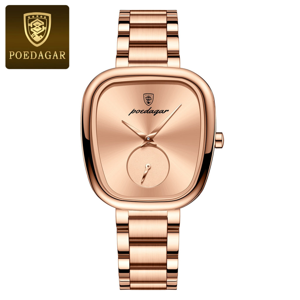 Montre Femme Ovale Quartz – Élégance Intemporelle | Bracelet Acier & Résistante à l'Eau 30M