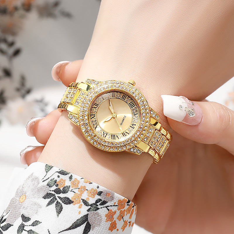 Montre Femme Chiffres Romains & Bracelet Diamants | Or, Argent, Or Rose
