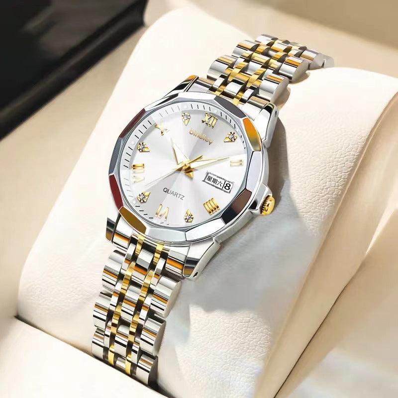 Women's Luminous Watch – Dual Calendar Display