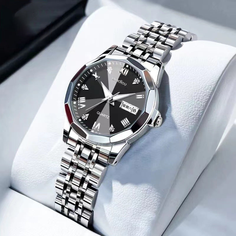 Women's Luminous Watch – Dual Calendar Display