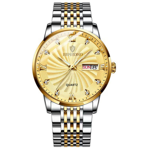 Men's Dual Calendar Waterproof Watch – 44mm Quartz | 8 Colors