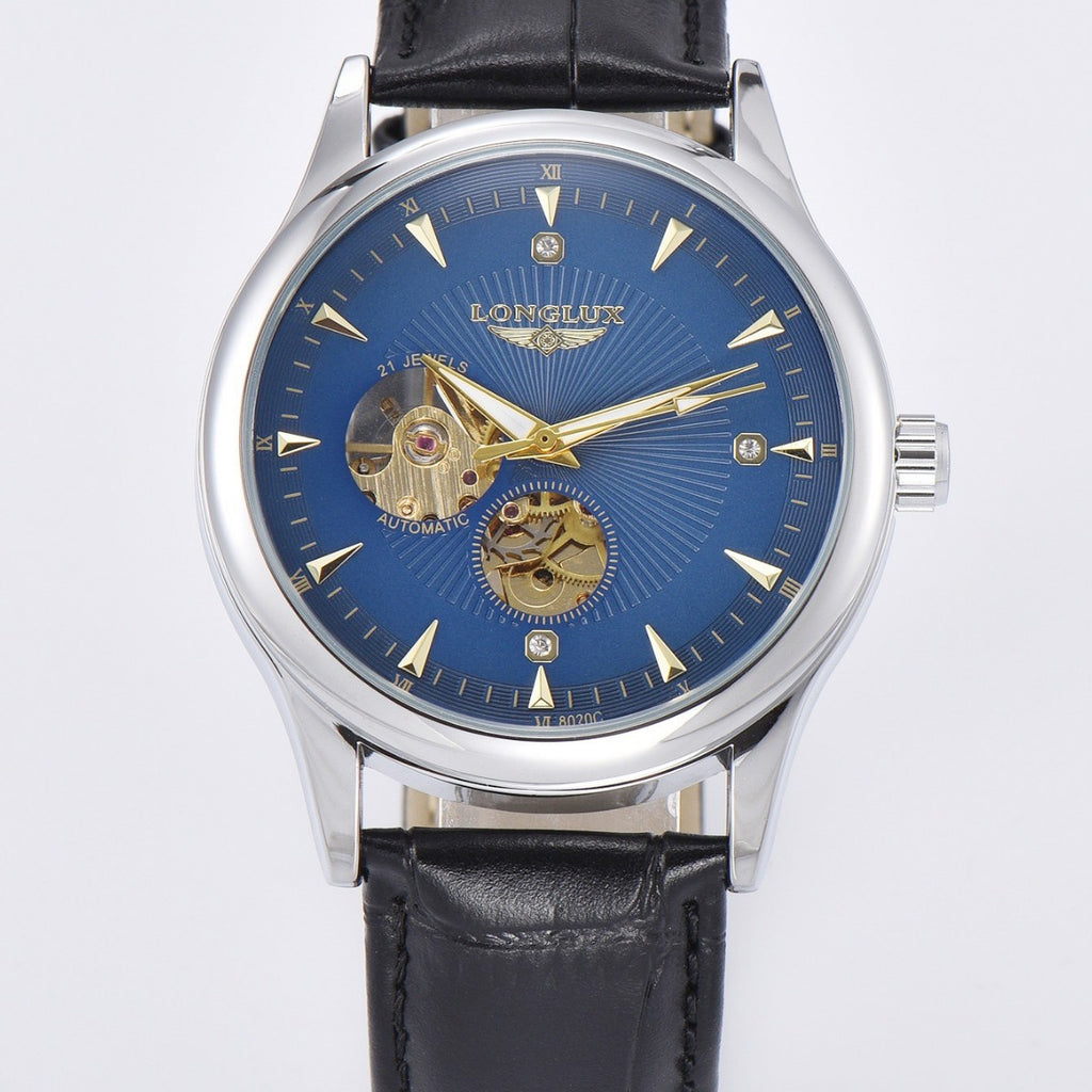 Montre Homme Automatique en Cuir — Étanche 30M | Fond Transparent