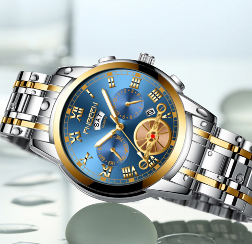 Men's Classic Gold Stainless Steel Quartz Watch — Luminous Hands | Business & Casual