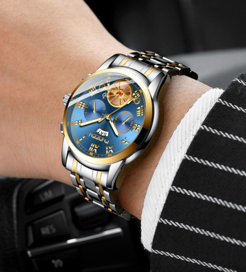 Men's Classic Gold Stainless Steel Quartz Watch — Luminous Hands | Business & Casual