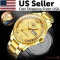 Men's Gold Luxury Watch – Waterproof Quartz Analog with Diamond Dial