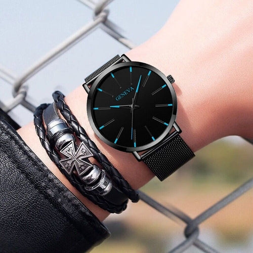 Men's Stainless Steel Quartz Watch — Luminous Chronograph | Minimalist Sport & Dress