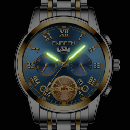 Men's Classic Gold Stainless Steel Quartz Watch — Luminous Hands | Business & Casual