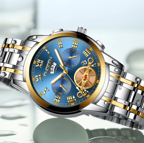 Men's Classic Gold Stainless Steel Quartz Watch — Luminous Hands | Business & Casual