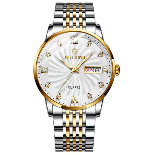 Men's Dual Calendar Waterproof Watch – 44mm Quartz | 8 Colors