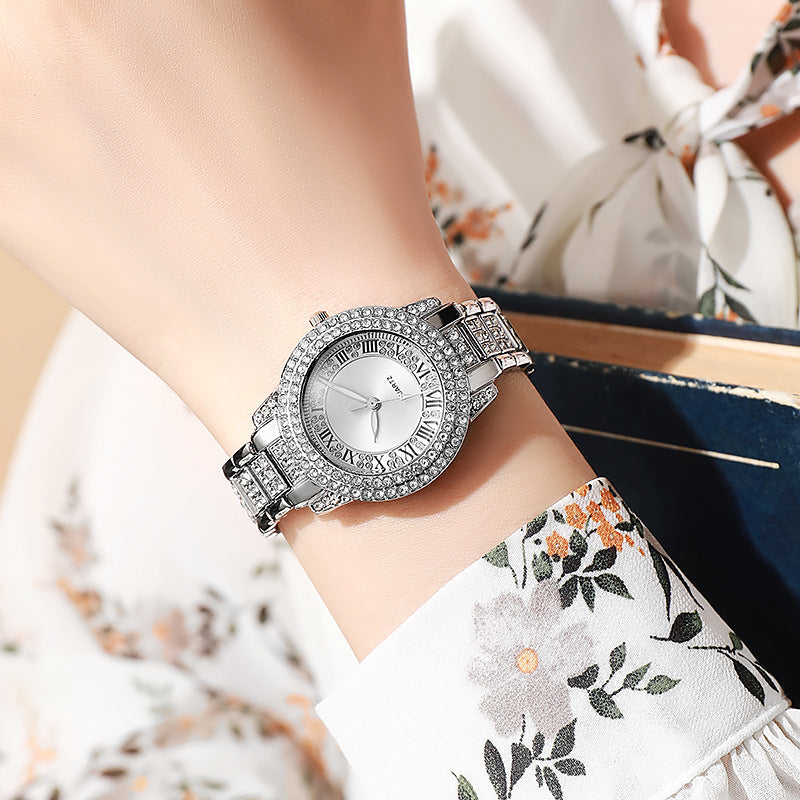 Montre Femme Chiffres Romains & Bracelet Diamants | Or, Argent, Or Rose