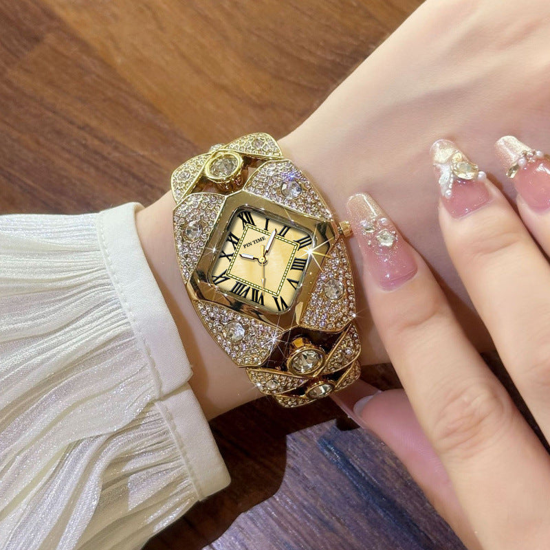 Montre Bracelet Femme – Diamants & Mouvement Quartz | Or, Argent