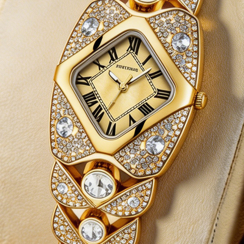 Montre Bracelet Femme – Diamants & Mouvement Quartz | Or, Argent