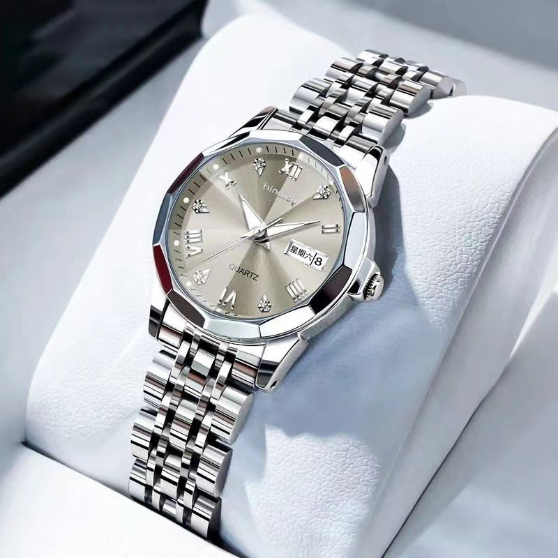 Women's Luminous Watch – Dual Calendar Display