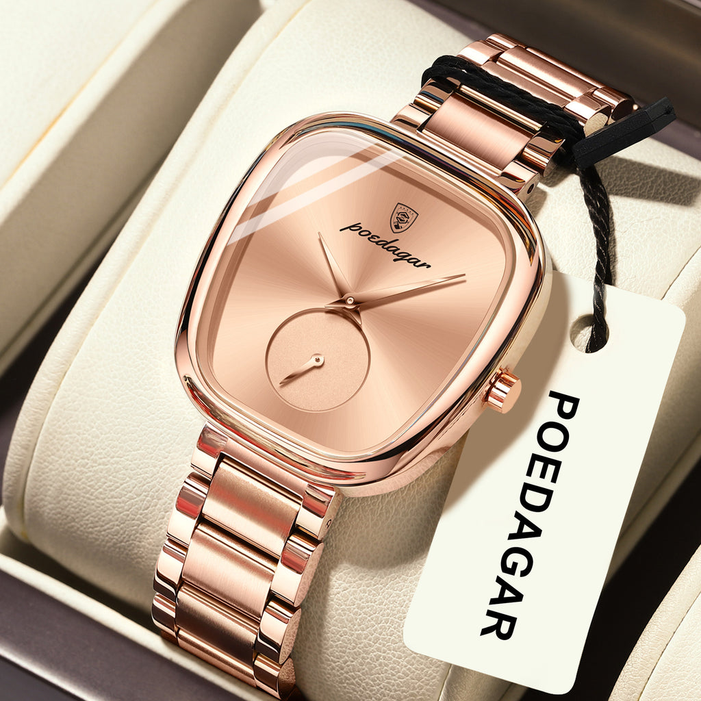 Montre Femme Ovale Quartz – Élégance Intemporelle | Bracelet Acier & Résistante à l'Eau 30M