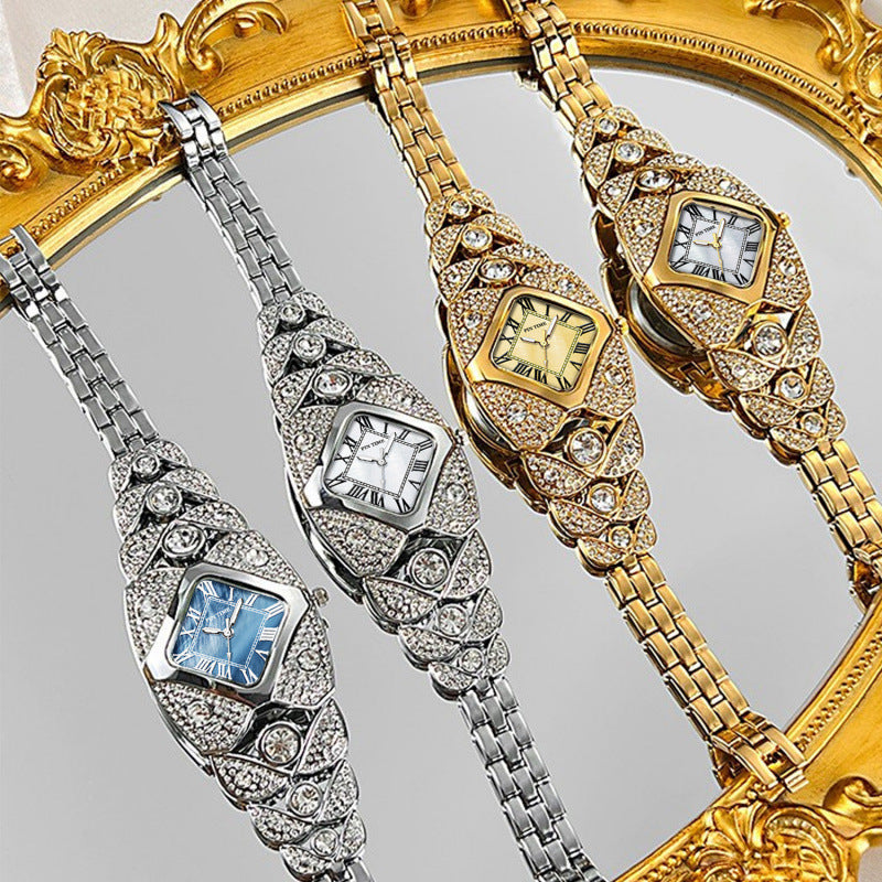 Montre Bracelet Femme – Diamants & Mouvement Quartz | Or, Argent