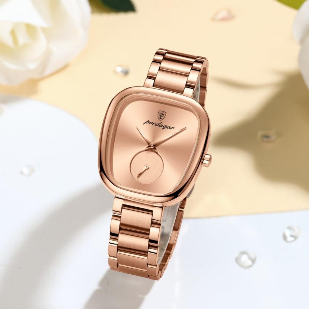 Montre Femme Ovale Quartz – Élégance Intemporelle | Bracelet Acier & Résistante à l'Eau 30M