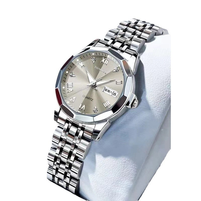 Women's Luminous Watch – Dual Calendar Display