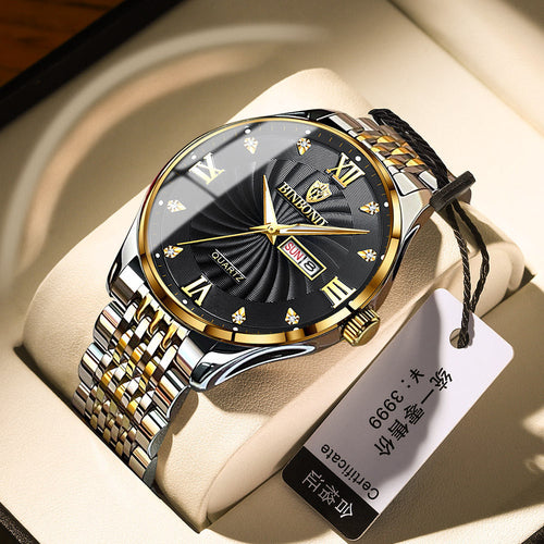 Men's Dual Calendar Waterproof Watch – 44mm Quartz | 8 Colors