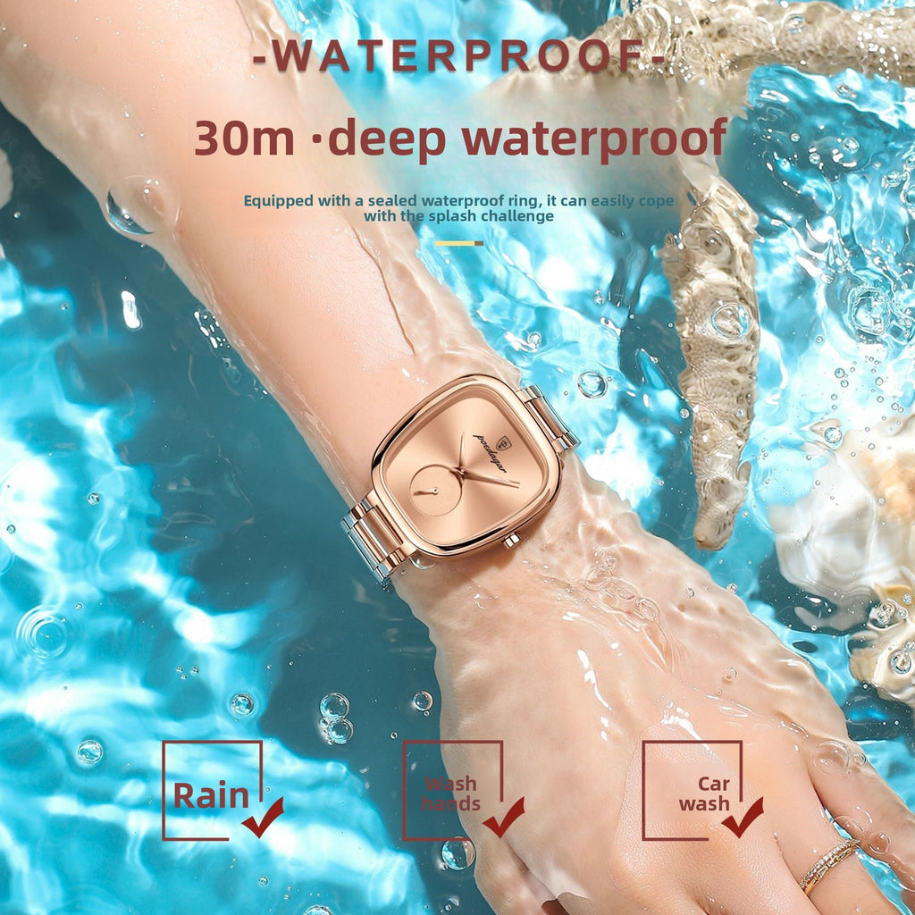 Montre Femme Ovale Quartz – Élégance Intemporelle | Bracelet Acier & Résistante à l'Eau 30M